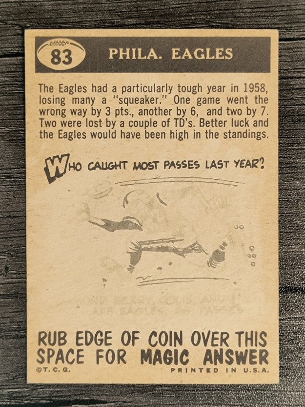 1959 Topps #83 Eagles Pennant (EX)
