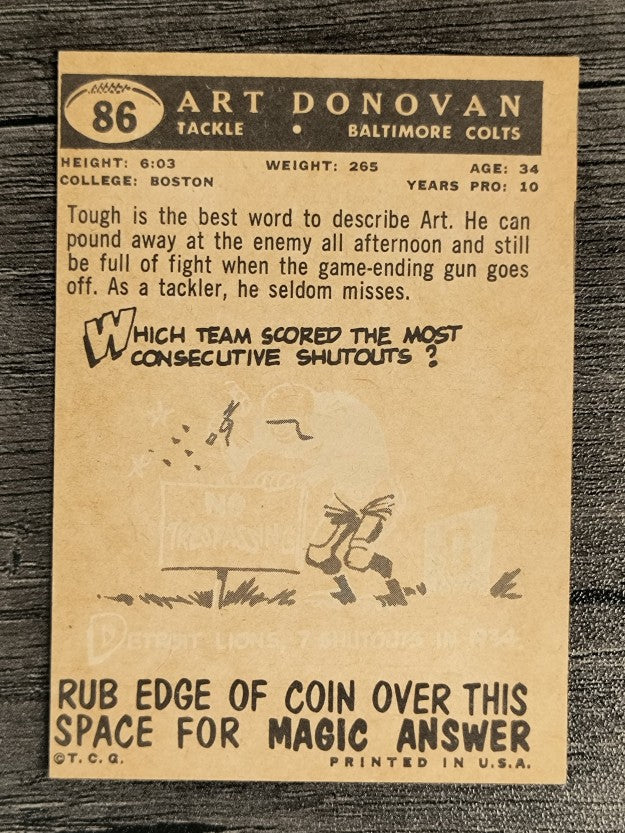 1959 Topps #86 Art Donovan (EX)