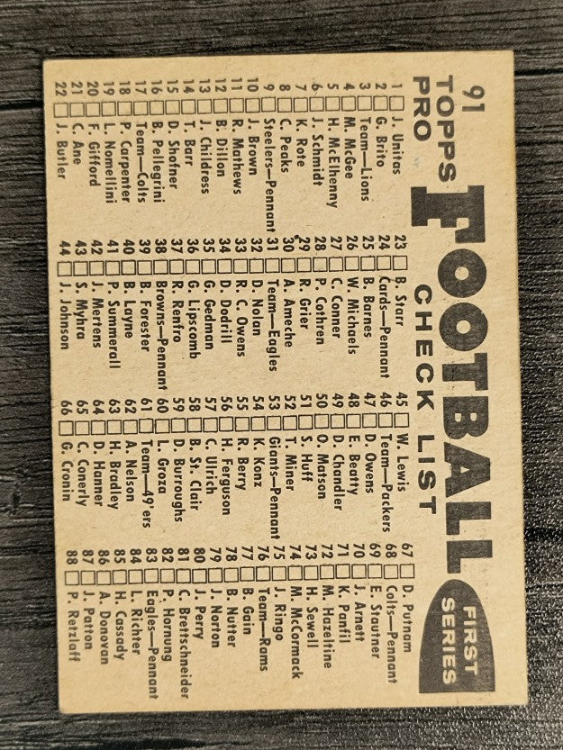 1959 Topps #91 Washington Redskins CL (VGEX)