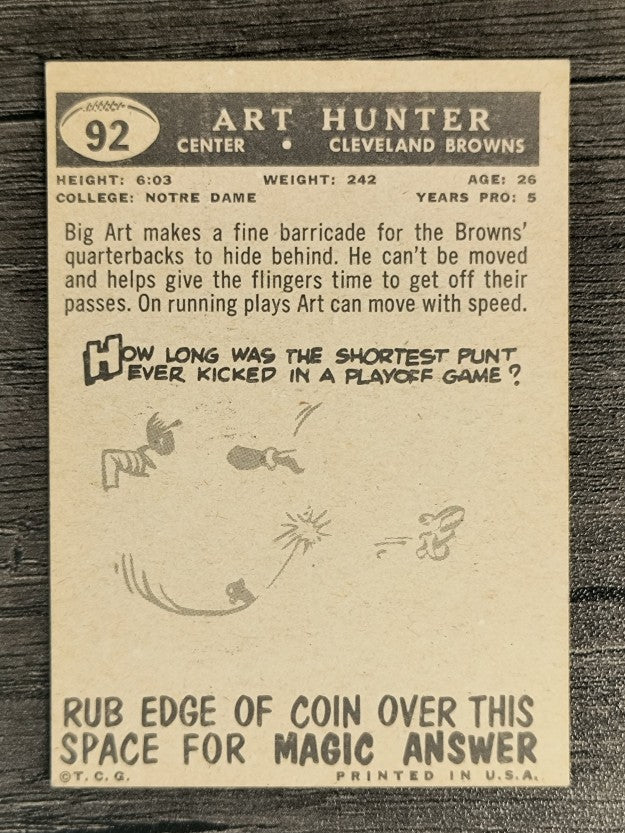1959 Topps #92 Art Hunter (EXMT)
