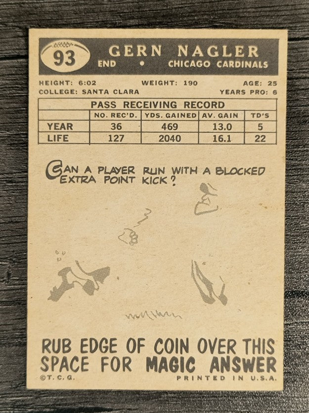 1959 Topps #93 Gern Nagler (NM)