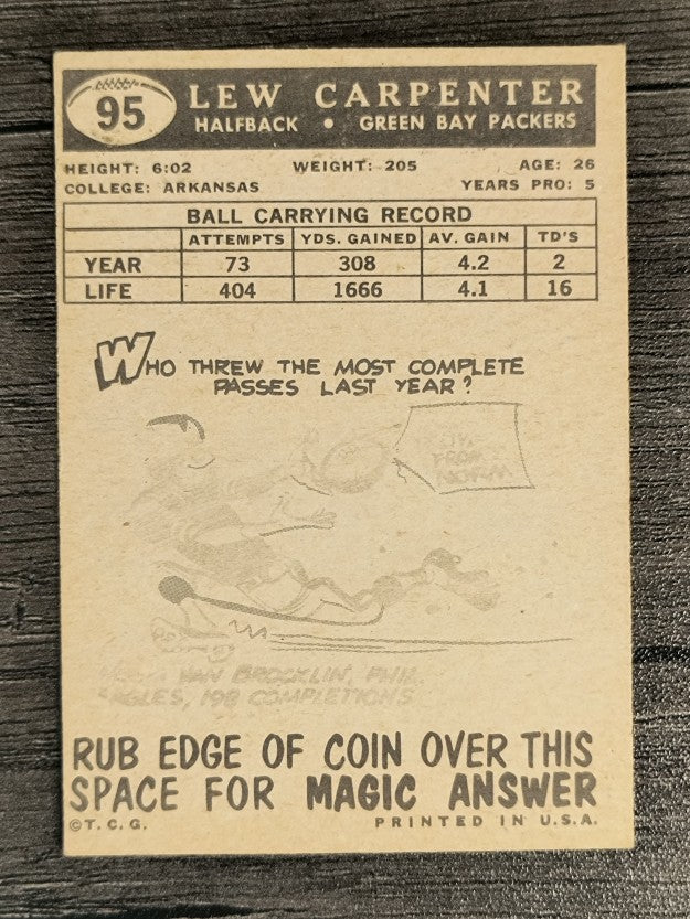 1959 Topps #95 Lew Carpenter RC (VGEX)