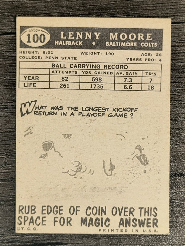 1959 Topps #100 Lenny Moore (VGEX)