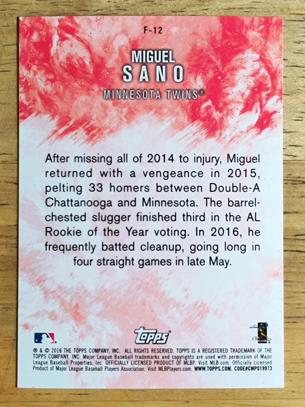 2016 Topps Update Fire #F12 Miguel Sano