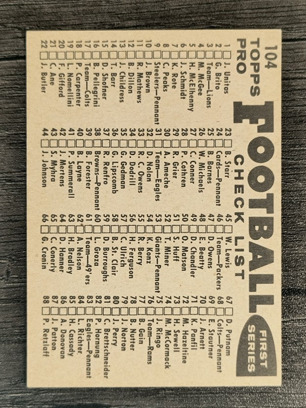 1959 Topps #104 Chicago Bears CL (EX)