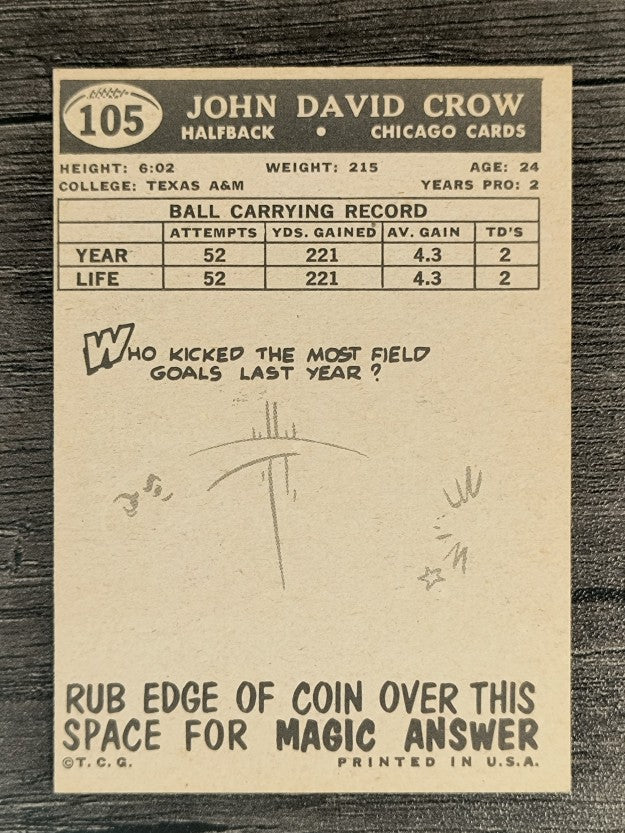 1959 Topps #105 John David Crow RC (EXMT)