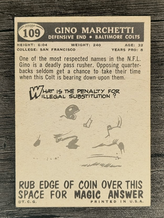 1959 Topps #109 Gino Marchetti (EX)