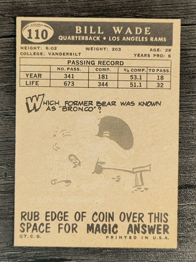 1959 Topps #110 Bill Wade (EX)