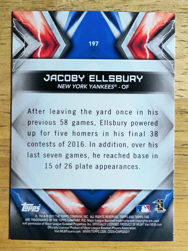 2017 Topps Fire Flame #197 Jacoby Ellsbury