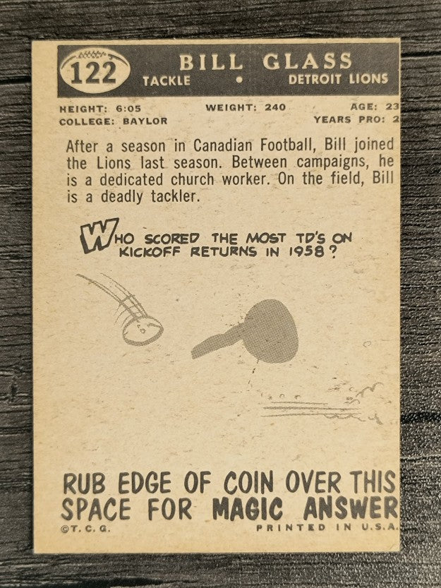 1959 Topps #122 Bill Glass RC (EXMT)
