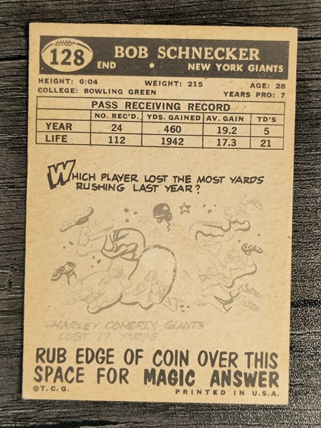 1959 Topps #128 Bob Schnelker (EX)