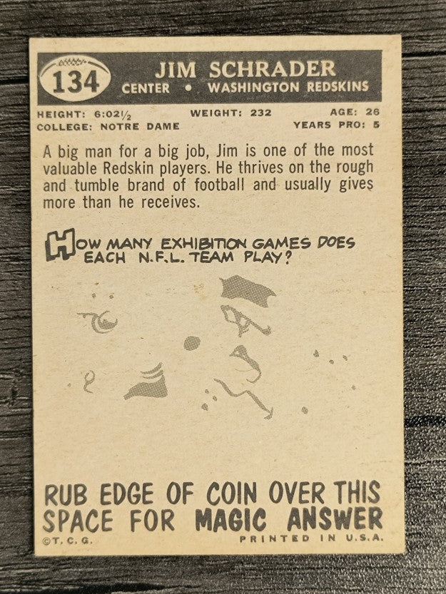 1959 Topps #134 Jim Schrader RC (EX)