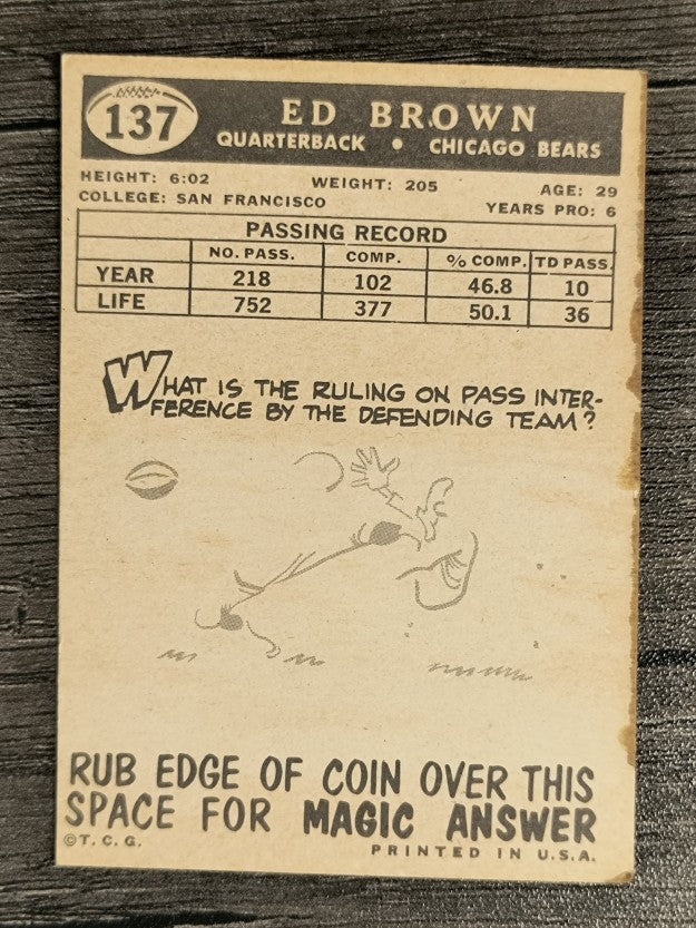 1959 Topps #137 Ed Brown (VGEX)