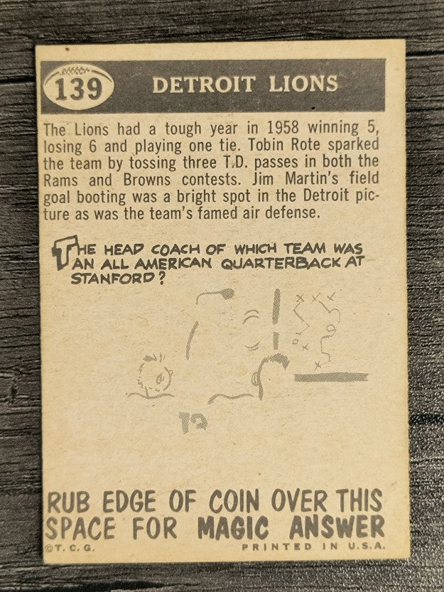 1959 Topps #139 Lions Pennant (VG)