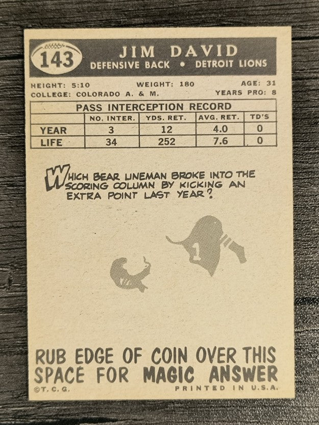 1959 Topps #143 Jim David (EX)
