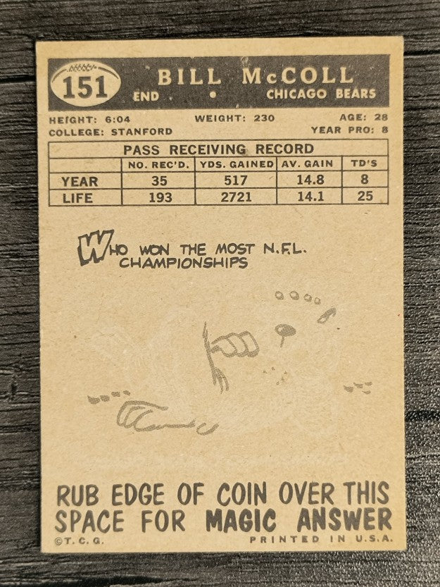 1959 Topps #151 Bill McColl (NM)