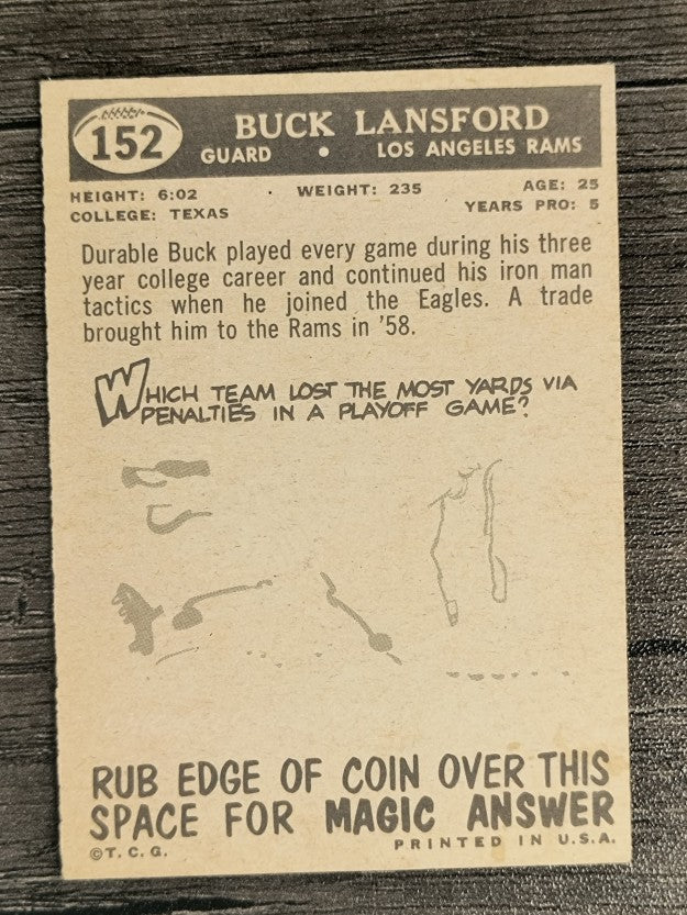 1959 Topps #152 Buck Lansford (VGEX)