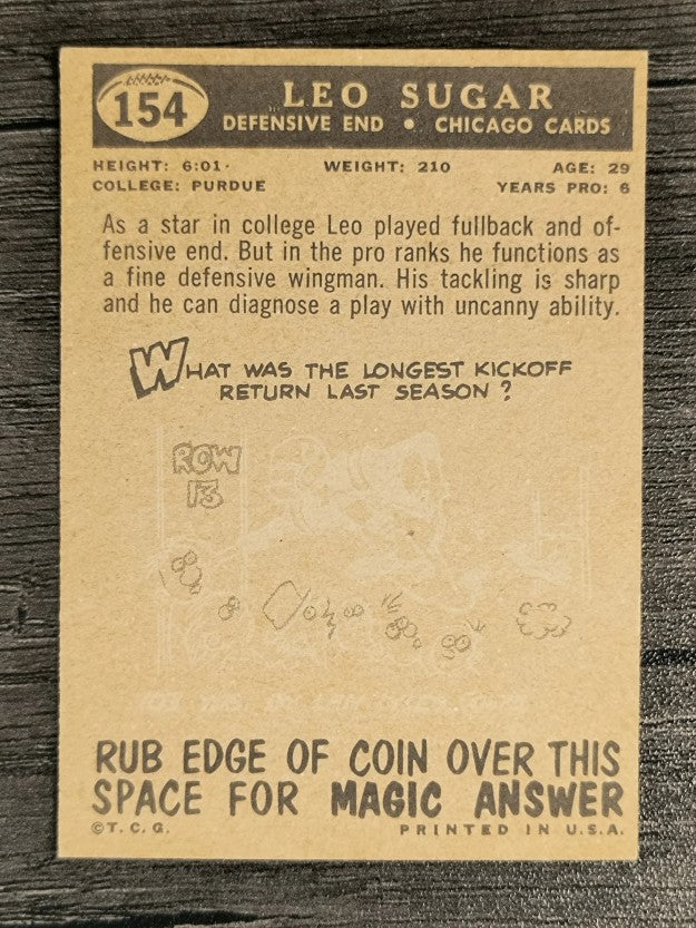 1959 Topps #154 Leo Sugar RC (EXMT)
