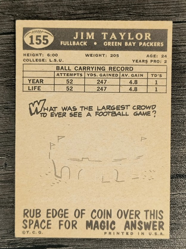 1959 Topps #155 Jim Taylor RC (EX)