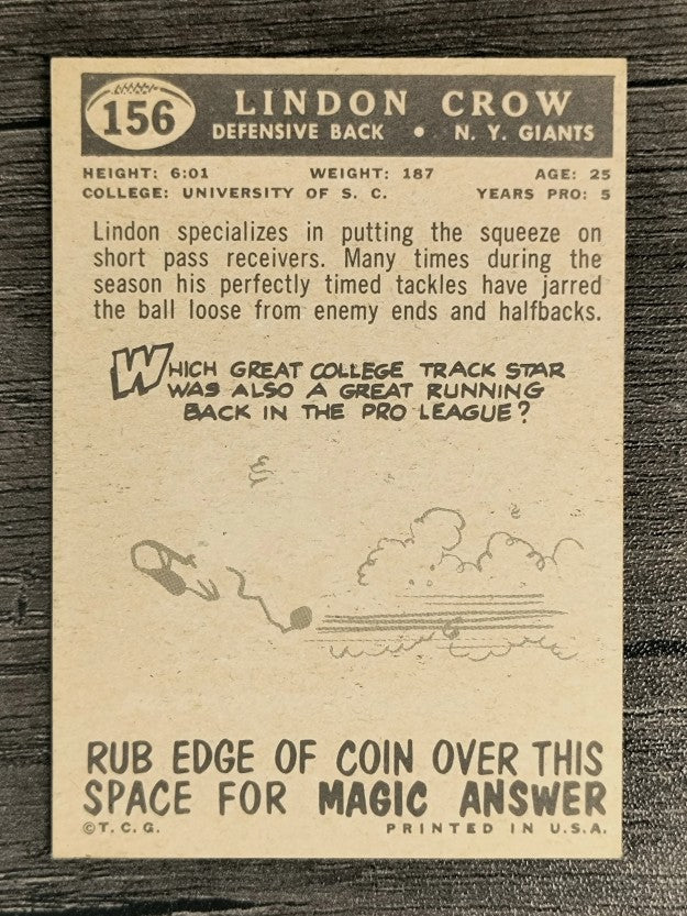 1959 Topps #156 Lindon Crow (EX)