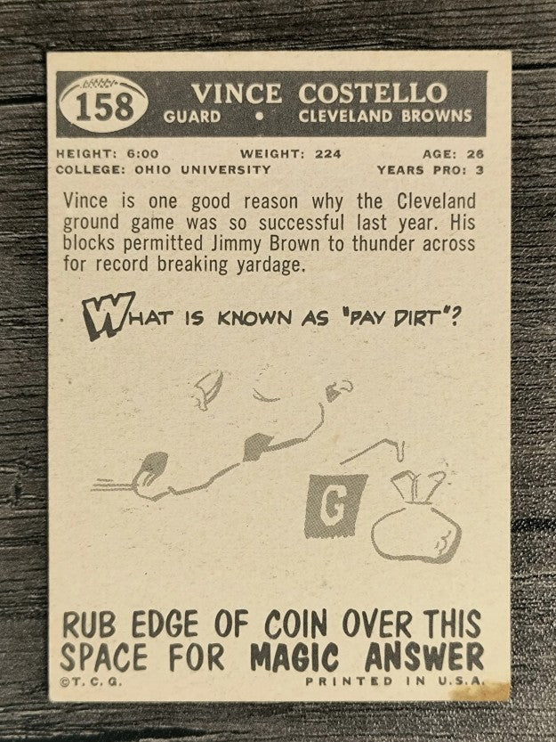 1959 Topps #158 Vince Costello RC (EX)