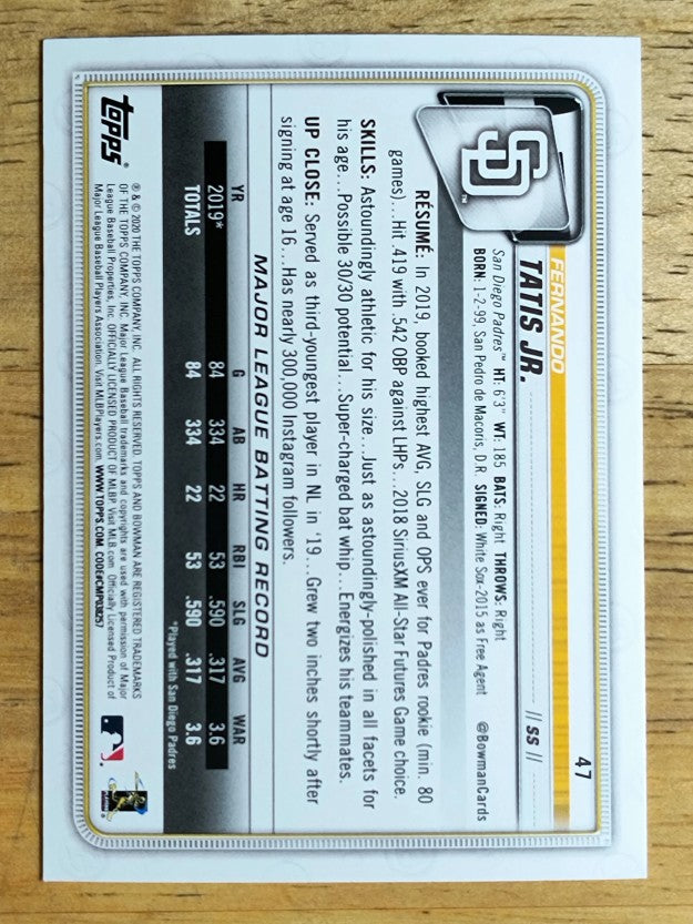 2020 Bowman #47 Fernando Tatis Jr.