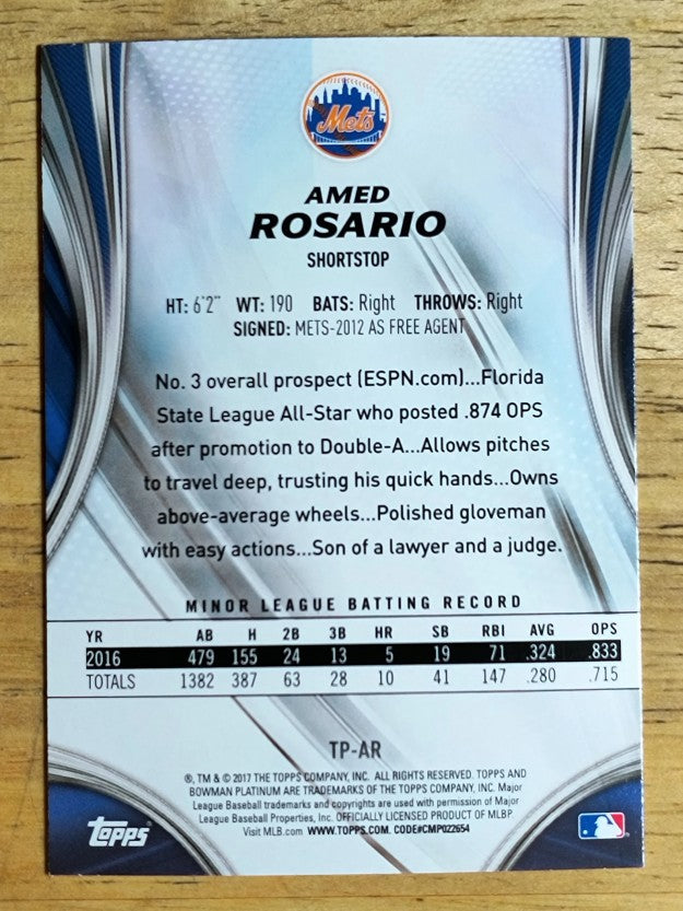 2017 Bowman Platinum Top Prospects #TPAR Amed Rosario