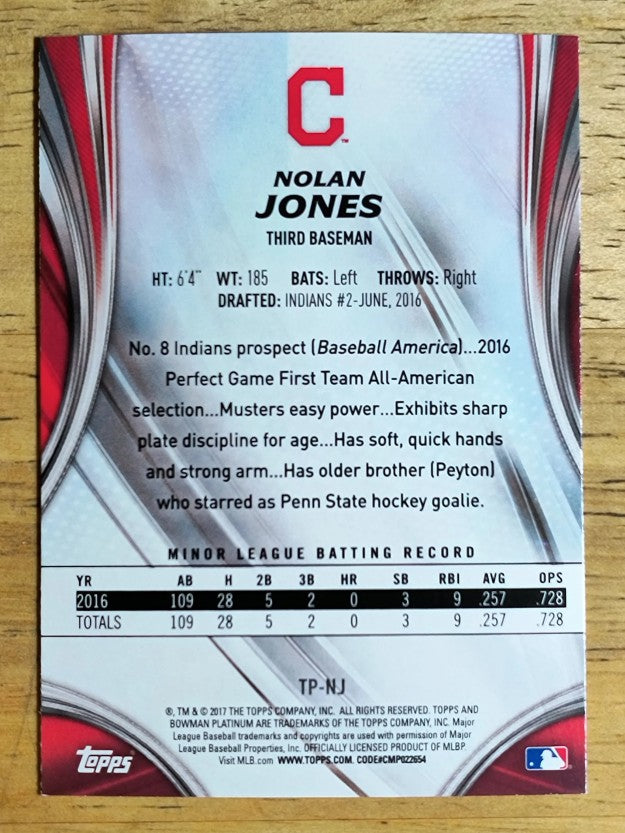 2017 Bowman Platinum Top Prospects #TPNJ Nolan Jones