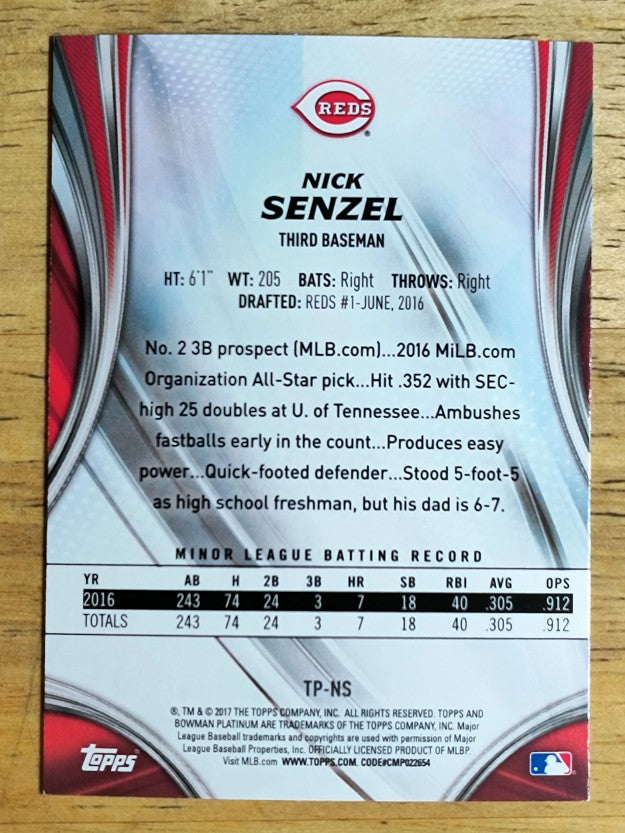 2017 Bowman Platinum Top Prospects #TPNS Nick Senzel
