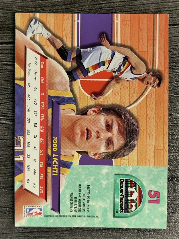 1992-93 Ultra #51 Todd Lichti