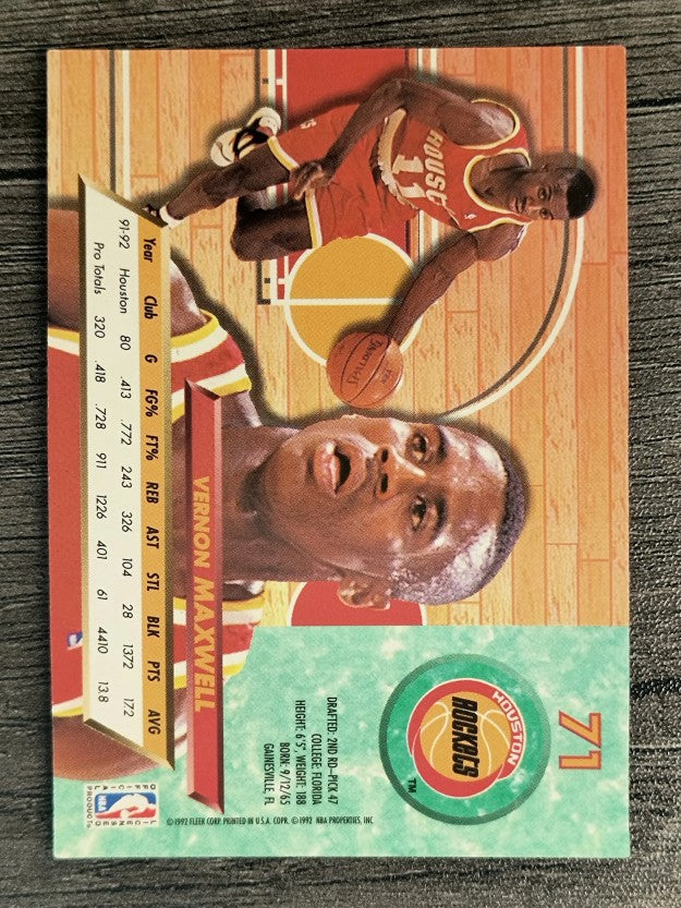 1992-93 Ultra #71 Vernon Maxwell