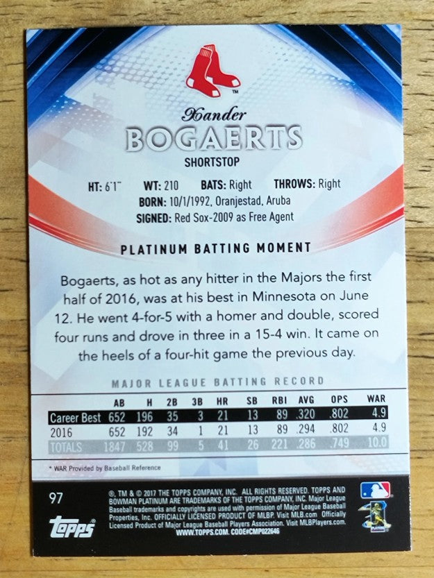 2017 Bowman Platinum #97 Xander Bogaerts
