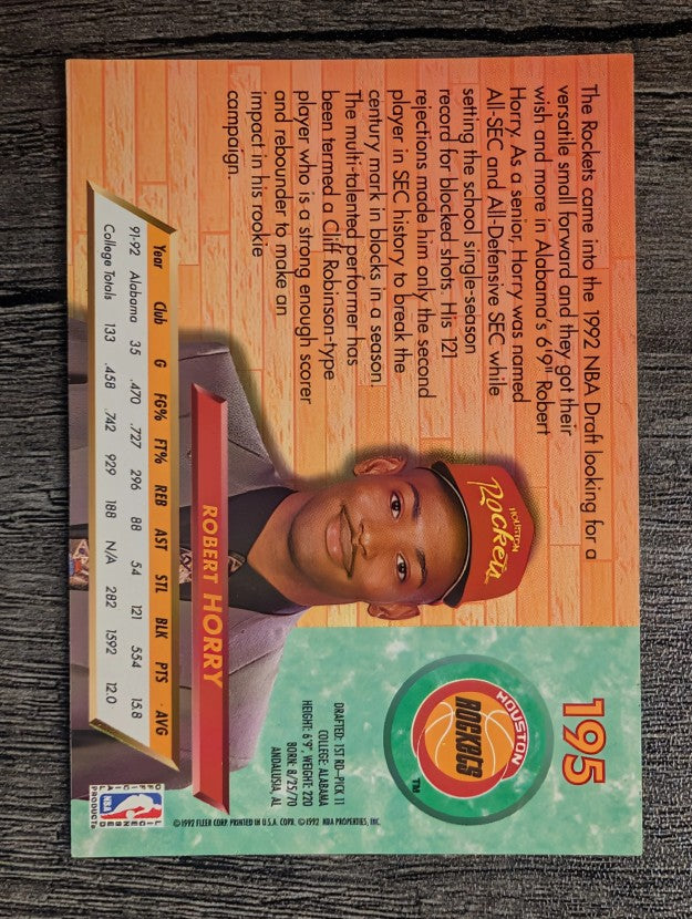 1992-93 Ultra #195 Robert Horry RC