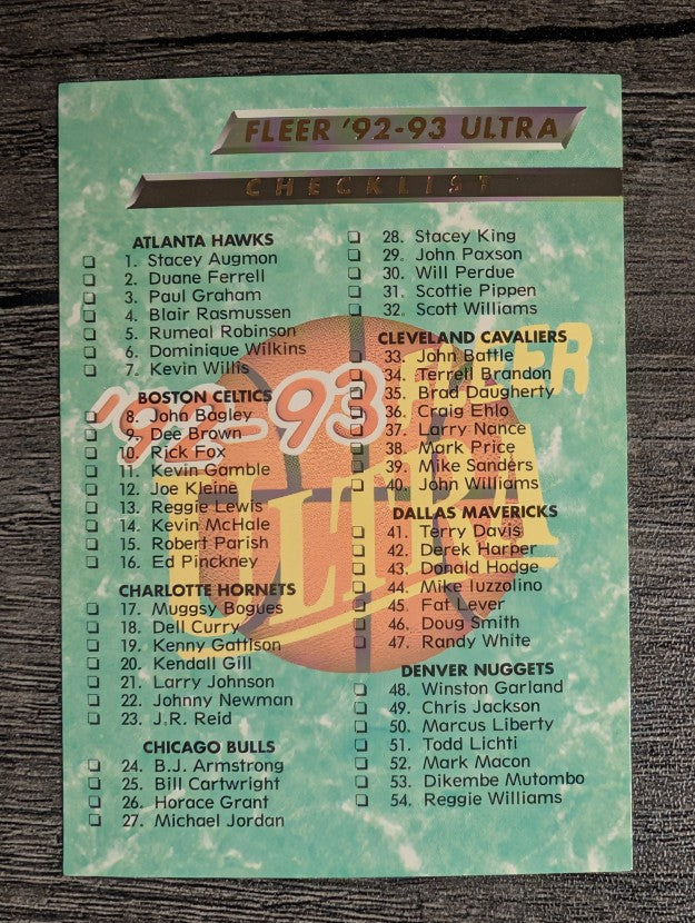 1992-93 Ultra #199 Checklist 1-104
