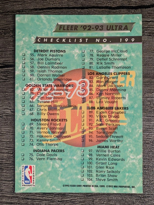 1992-93 Ultra #199 Checklist 1-104