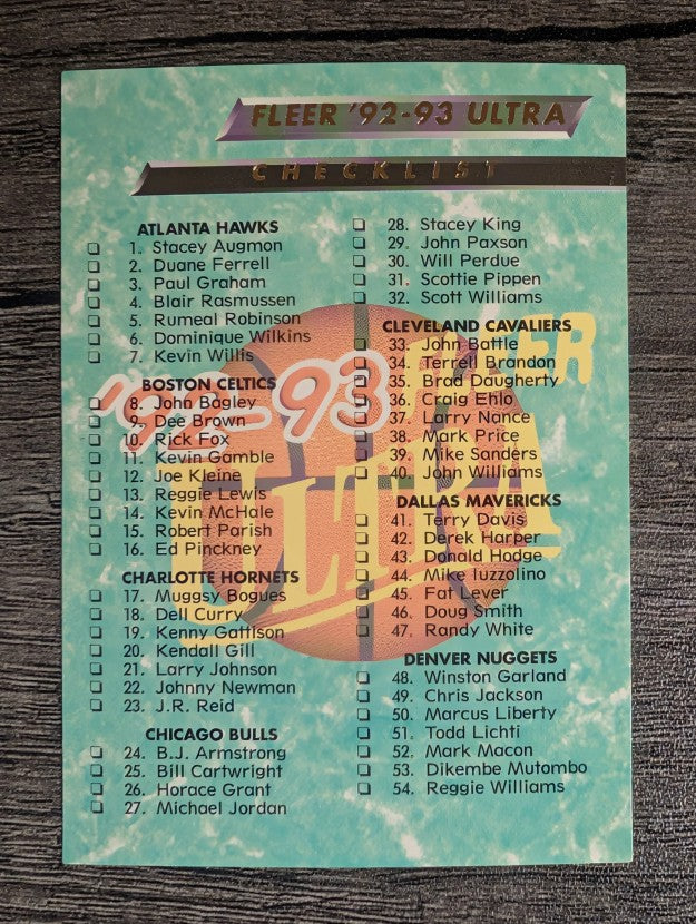1992-93 Ultra #199 Checklist 1-104
