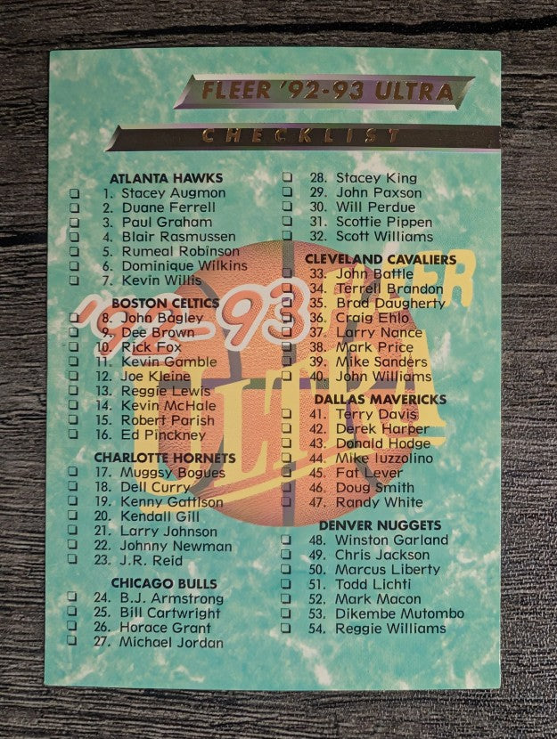 1992-93 Ultra #199 Checklist 1-104