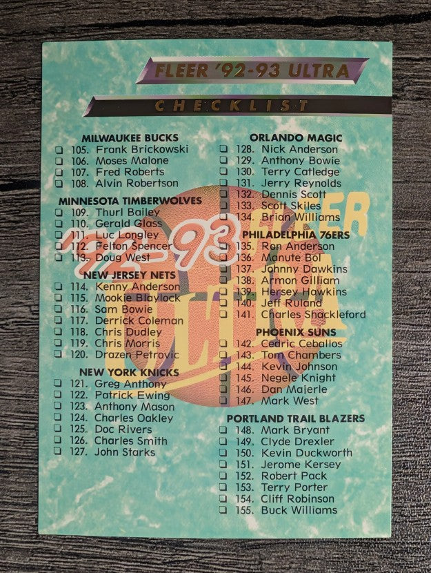 1992-93 Ultra #200 Checklist 105-200