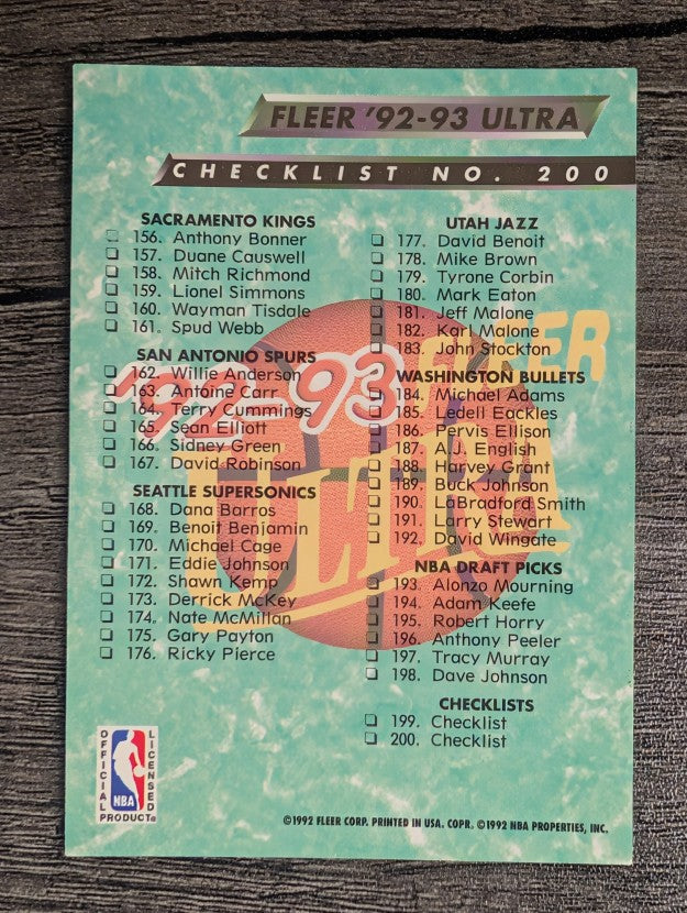 1992-93 Ultra #200 Checklist 105-200