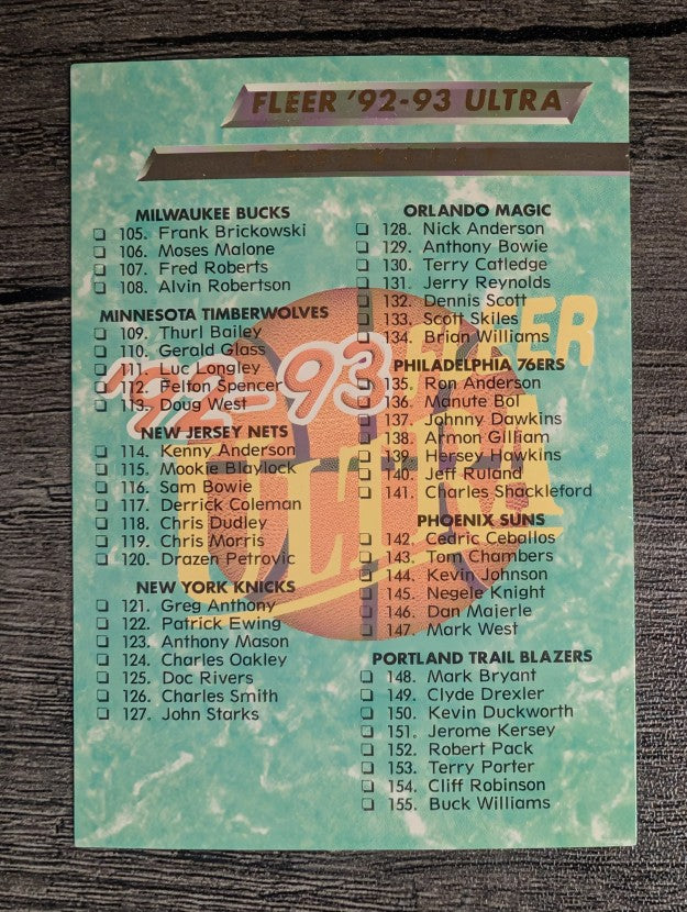 1992-93 Ultra #200 Checklist 105-200