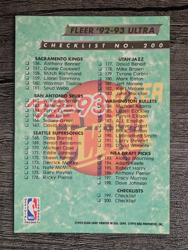 1992-93 Ultra #200 Checklist 105-200
