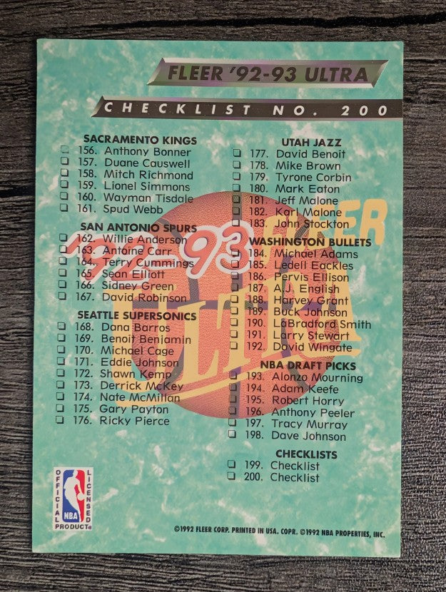1992-93 Ultra #200 Checklist 105-200
