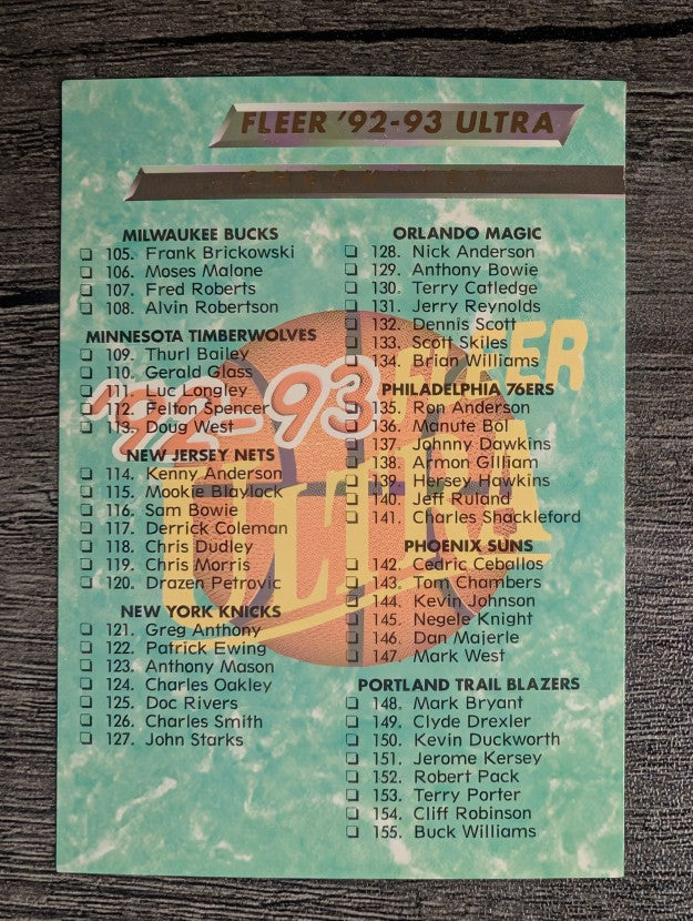 1992-93 Ultra #200 Checklist 105-200