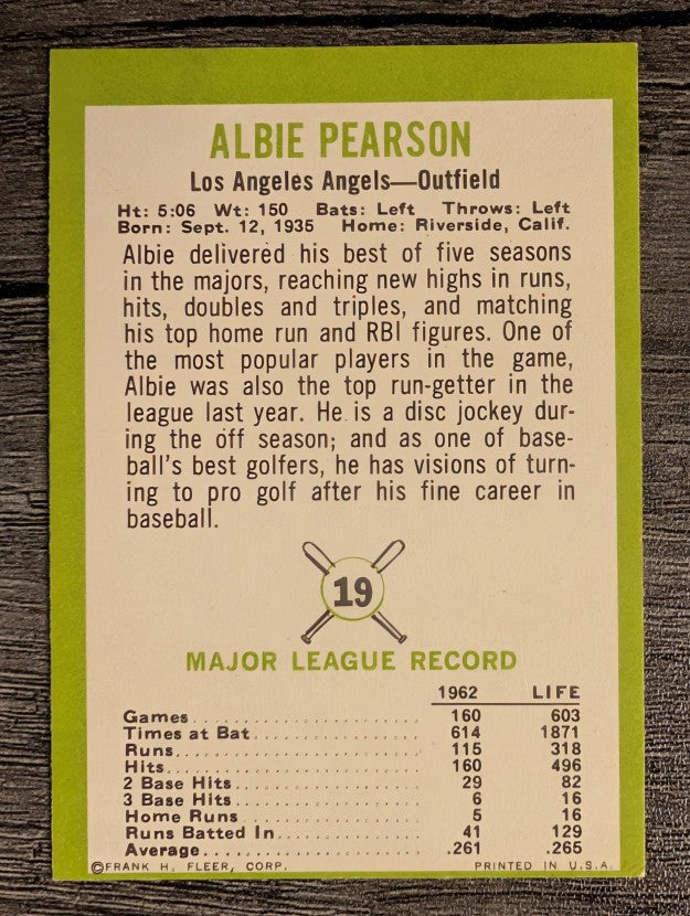 1963 Fleer #19 Albie Pearson (EX)