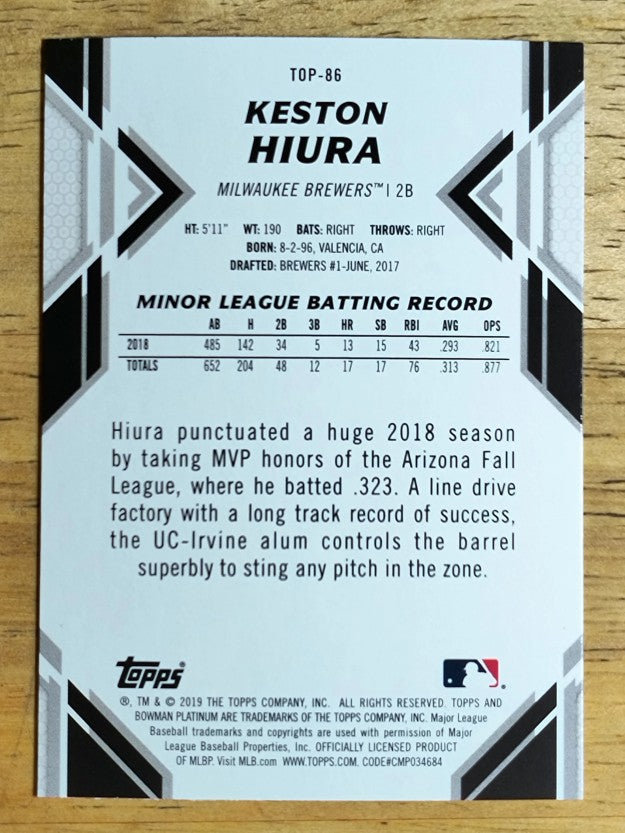 2019 Bowman Platinum Top Prospects #TOP86 Keston Hiura