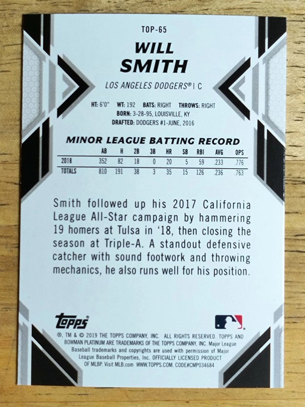 2019 Bowman Platinum Top Prospects #TOP65 Will Smith