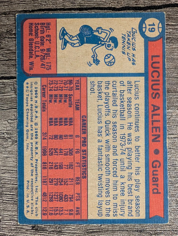 1974-75 Topps #19 Lucius Allen (EX)