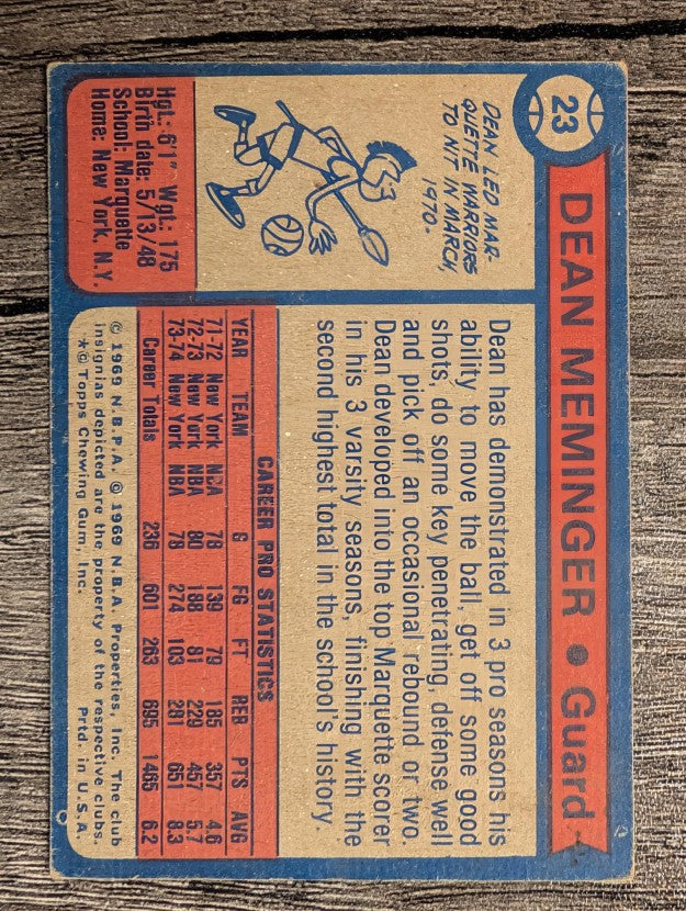 1974-75 Topps #23 Dean Meminger (VGEX)