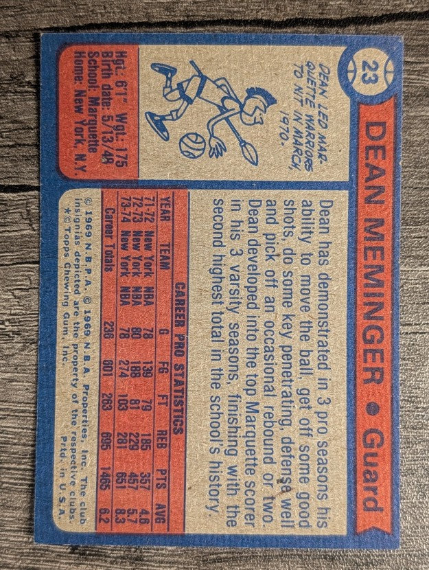 1974-75 Topps #23 Dean Meminger (NMMT)