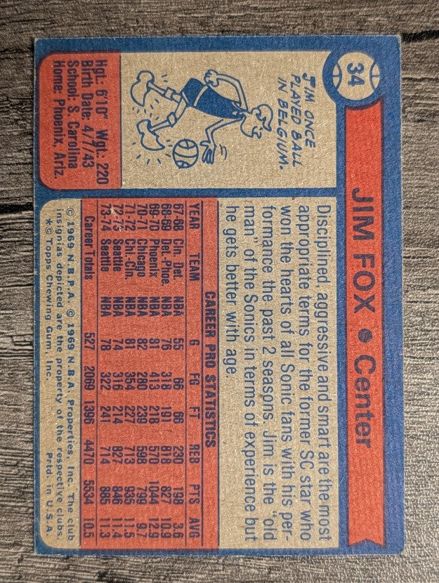 1974-75 Topps #34 Jim Fox (EX)